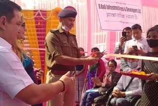 Exhibition of handicrafts made by disabled children in Kashipur