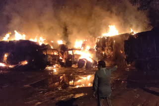 Massive fire in cotton trucks at Petrapol