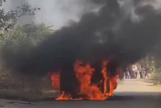 car caught fire in Sirohi, Sirohi news