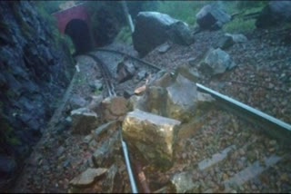 mountain slides fell on railway track