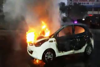 fire in moving car