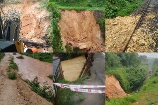 heavy rain trivandrum  heavy damage in hilly areas of trivandrum  heavy damages in heavy rain  kerala heavy rain damages  തിരുവനന്തപുരം ജില്ലയില്‍ മഴ തുടരുന്നു  മലയോര മേഖലയിൽ കനത്ത നാശനഷ്‌ടങ്ങള്‍  സംസ്ഥാനത്ത്‌ ശക്തമായ മഴ  കനത്ത മഴയില്‍ നാശനഷ്‌ടം