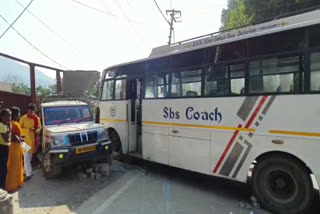 Bus collided with jeep