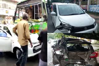 BUS Accident  ബ്രേക്ക് നഷ്‌ടപ്പെട്ട് ബസ്  ബസ് പാഞ്ഞുകയറി കൊച്ചി എറണാകുളം  kochi eranakulam BUS Accident  vehicles Damage kochi eranakulam  kerala accident vehicles  kerala Accident report kochi eranakulam  ബസ് അപകടം കൊച്ചി എറണാകുളം  വാഹനങ്ങൾ കേടുപാട് അപകടം  നിയന്ത്രണം വിട്ട് ബസ്