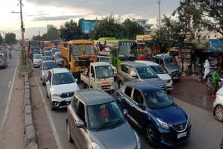 traffic jam at peddamaberpet