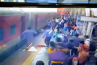 Pointsman saves passenger from being crushed under moving train