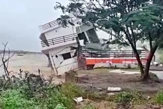 house washed away in flood water