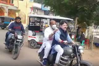 Union Minister Virendra Kumar Khatik riding bike