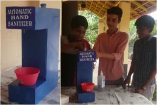 automatic sanitizer machine  school students made sanitizer machine  CH Muhammad Koya Memorial Higher Secondary School  sanitizer machine  സ്‌കൂളിന് സ്വന്തമായി സാനിറ്റൈസർ മെഷീൻ  സി.എച്ച് മുഹമ്മദ് കോയ മെമ്മോറിയൽ ഹയർ സെക്കൻഡറി സ്കൂൾ ഇരുവേറ്റി  ഓട്ടോമാറ്റിക് സാനിറ്റൈസർ ഉപകരണം