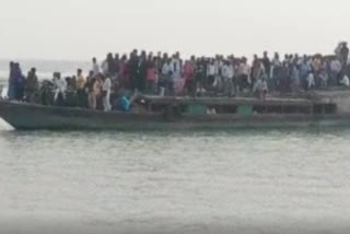 Risky boat journey in Dhubri