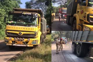 Tipper lorry caught fire  Kozhikode Fire  fire accident  ടിപ്പർ ലോറിക്ക് തീപിടിച്ചു  മുക്കം ഫയർഫോഴ്സ്  Mukkam Fire Force