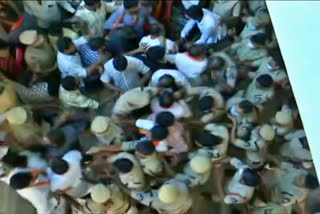 bjp corporators dharna at ghmc office