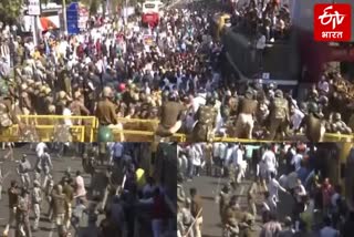 police lathi charge on nsui workers protest against inflation new education policy