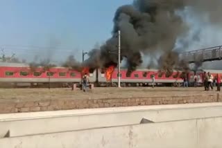 Burning Train In Morena