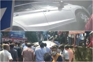 bekar junction car accident kerala  kottayam latest accident  chalukunnu elderly couple  കോട്ടയം വാഹനാപകടം  ബേക്കർ ജംഗ്ഷനിൽ കാർ അപകടം  വൃദ്ധദമ്പതികൾ സഞ്ചരിച്ച കാർ അപകടത്തിൽപെട്ടു