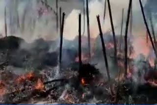 Huts Burnt by Fire in West Chamaparan