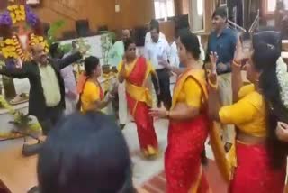 Officer and staff dance at Tumkur