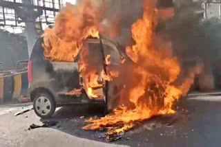 car fire, Car Fire on Flyover, Car Fire on Flyover incident