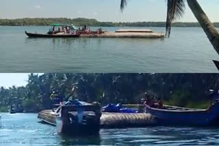 Houseboat sinks in Cheruvathur Kavvai Lake  Kasaragod boat accident  ചെറുവത്തൂർ കവ്വായി കായലിൽ ഹൗസ് ബോട്ട് മുങ്ങി  കാസർകോട് ബോട്ട് അപകടം  ബേക്കൽ മെർമെയ്ഡ് ബോട്ട് ജെട്ടിയിൽ ഇടിച്ചു  Bekal Mermaid boat crash