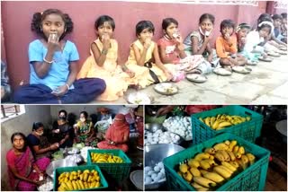 egg and banana distribute for  students