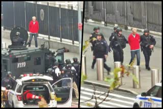 Armed man outside United Nations