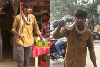 Drunk man hulchul with snake in sangareddy