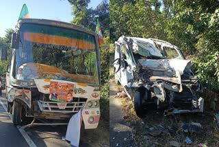 car and bus collision etv bharat