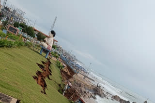 SEA CAME FARWARD IN VIZAG RK BEACH