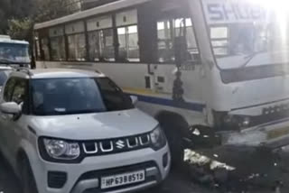 bus and car collision near Tara Devi