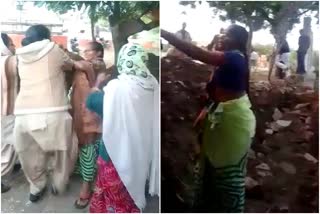 local women and home guard jawans fight
