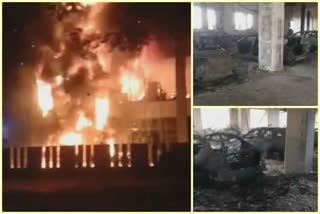 BMW warehouse at Turbhe in Navi Mumbai burnt down, 45 vehicles on fire Navi Mumbai