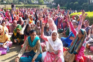 aanganwadi workers protest in nuh