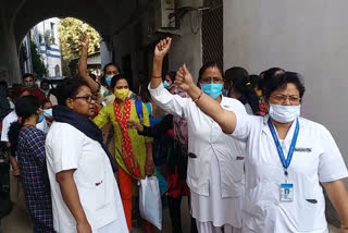 पीएमसीएच में नर्सों ने किया हंगामा