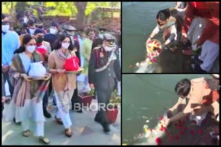 Bipin Rawat and Madhulika Rawat ashes immersed in Ganga
