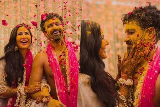 Katrina Kaif Vicky Kaushal share stills from Haldi ceremony  VicKat Haldi Ceremony  ഹല്‍ദി ആഘോഷ ചിത്രങ്ങളുമായി വിക്കിയും കത്രീനയും  Vicky Katrina wedding stills  Latest Bollywood celebrity wedding