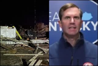 Kentucky Governor Andy Beshear giving information about the storm in the US state of Kentucky