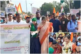 MLA Anjali Nimbalkar holds foot march from khanapura to belgavi  suvarnasouda