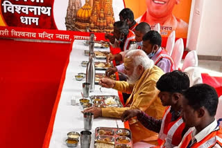 PM Narendra Modi along with CM Yogi Adityanath had lunch with the workers
