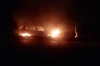 Burning Car in Shivpuri