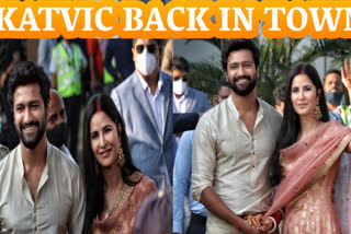 Actor Vicky Kaushal and Katrina Kaif who got married in an intimate but lavish wedding in the Six Senses Fort Barwara Hotel, Sawai Madhopur, Rajasthan, last week returned to Mumbai on Tuesday.
