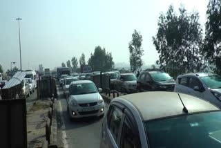 traffic jam at shambhu toll plaza