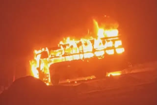 Tourist bus goes up in flames in Andhra Pradesh's Prakasam district; all passengers safe