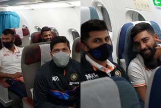 Indian Test squad departs for South Africa tour  IND VS SA test series  ind vs sa test squad  Rohit Sharma was ruled out of the series against SA  indias tour of south africa  kohli lead indian team  ടെസ്റ്റ് പരമ്പരക്കുള്ള ഇന്ത്യൻ ടീം ദക്ഷിണാഫ്രിക്കയിലേക്ക് യാത്ര തിരിച്ചു  ഇന്ത്യയുടെ ദക്ഷിണാഫ്രിക്കൻ പര്യടനം  പ്രിയാങ്ക് പാഞ്ചാല്‍ ഇന്ത്യൻ ടീമിൽ