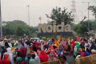 Protest farmers in dehli noida border