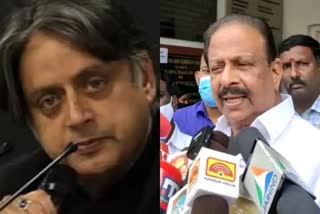 sashi tharoor over krail  k sudhakaran against sashi tharoor  udf protest krail project  sashi tharoor supports krail  ശശി തരൂര്‍ കെ-റെയില്‍ പദ്ധതി  മുഖ്യമന്ത്രിയെ പുകഴ്‌തി ശശി തരൂര്‍  കെ-റെയിലിനെതിരെ പ്രതിഷേധം  ശശി തരൂരിനെതിരെ കെ.സുധാകരന്‍  news related krail  thiruvananthapuram latest news