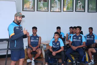 Rohit Sharma interact with India U19 team