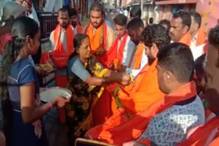 ct Ravi and devotees collects some items by begging in chickmagaluru