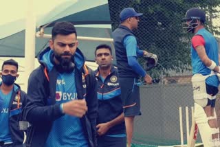 Indian team has first full training session; Dravid gives batting tips to Kohli