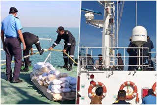 Indian Coast Guard apprehended heroin  Gujarat todays news  ഗുജറാത്തില്‍ വന്‍ ലഹരിമരുന്ന് വേട്ട  പാക് മത്സ്യത്തൊഴിലാളികള്‍ പിടിയില്‍  ഗുജറാത്തില്‍ 400 കോടിയുടെ ഹെറോയിന്‍ പിടികൂടി