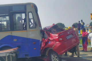 Government doctor spot death  car clash the bus  cctv footage make nervous  பேருந்து மீது கார் மோதிய விபத்தில் மருத்துவர் பலி  பதைபதைக்க செய்யும் சிசிடிவி காட்சிகள்  அரசு பேருந்தை மறிக்க சென்ற மருத்துவர்